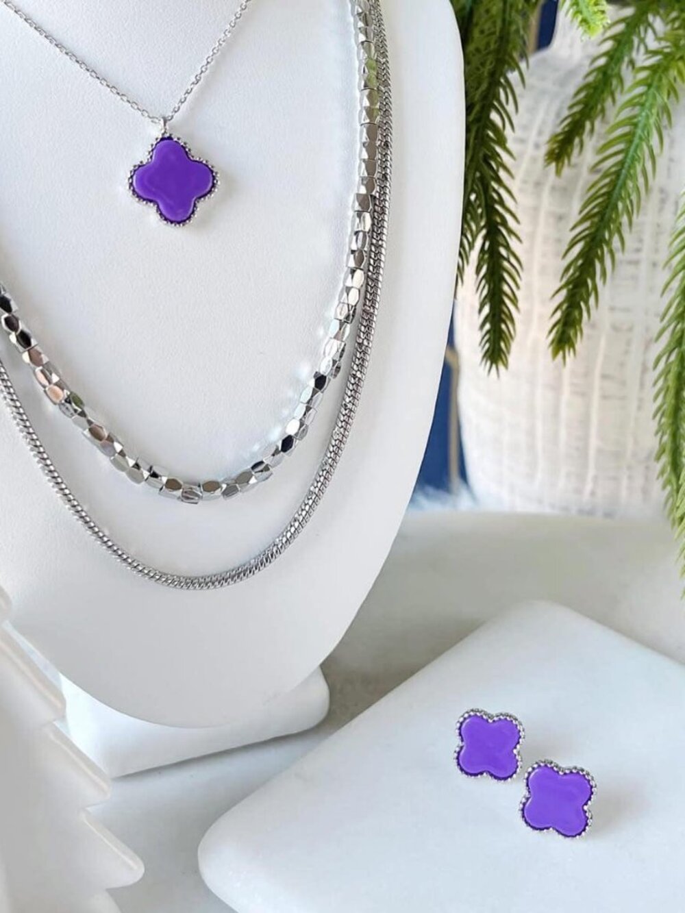New Park Lane Lana Necklace & Earring Set in Purple